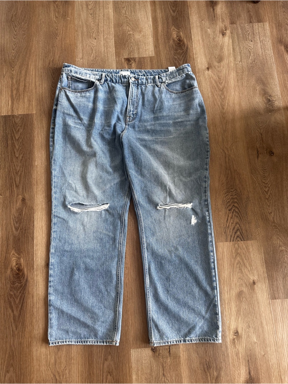 Good American Blue Distressed Boyfriend Jeans - size 20, 33 in-seam